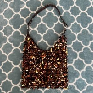 Brown/gold sequin bag